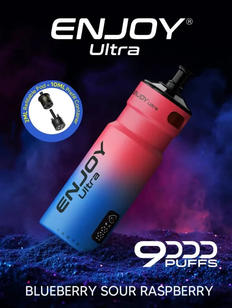 Blue Sour Raspberry Enjoy Ultra 9000 Vape Kit Box of 5