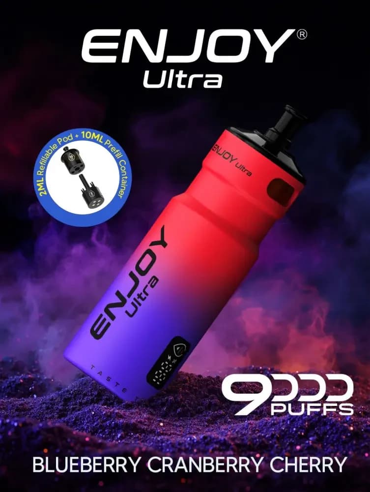  Blueberry Cranberry Cherry Enjoy Ultra 9000 Vape Kit Box of 5