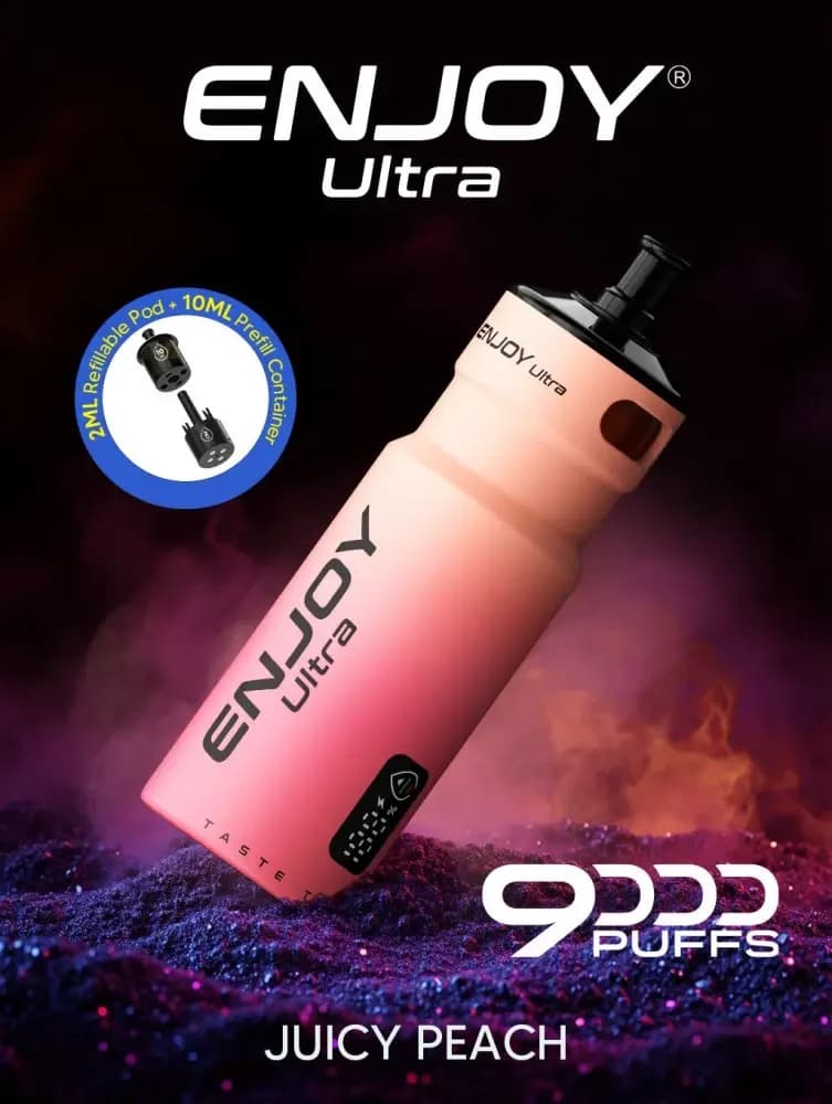  Juicy Peach Enjoy Ultra 9000 Vape Kit Box of 5