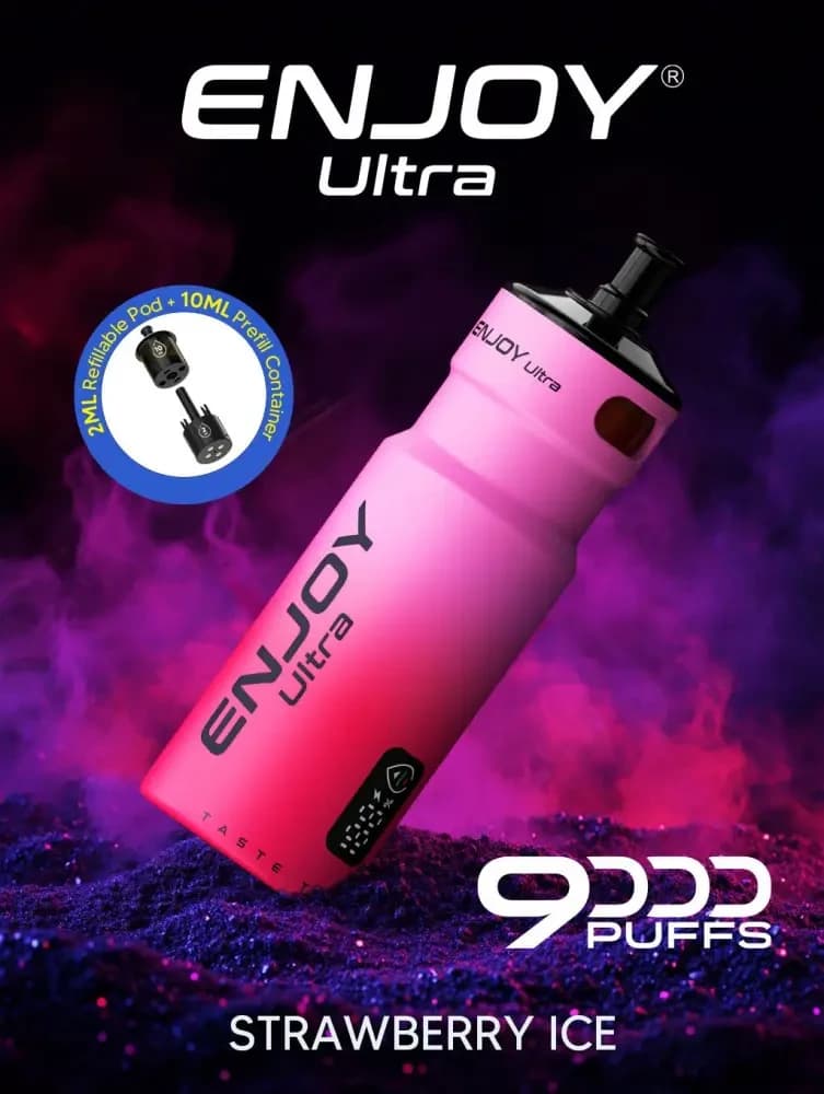 Strawberry Ice Enjoy Ultra 9000 Vape Kit Box of 5