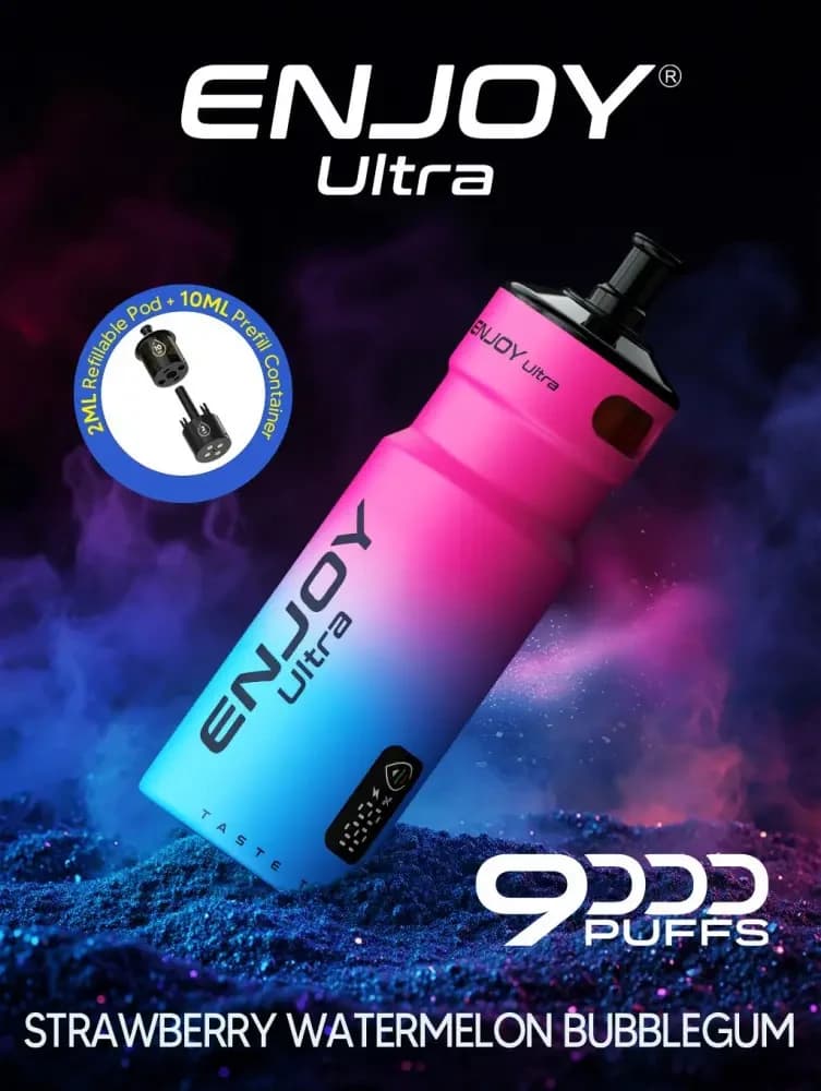  Strawberry Watermelon Bubblegum Enjoy Ultra 9000 Vape Kit Box of 5