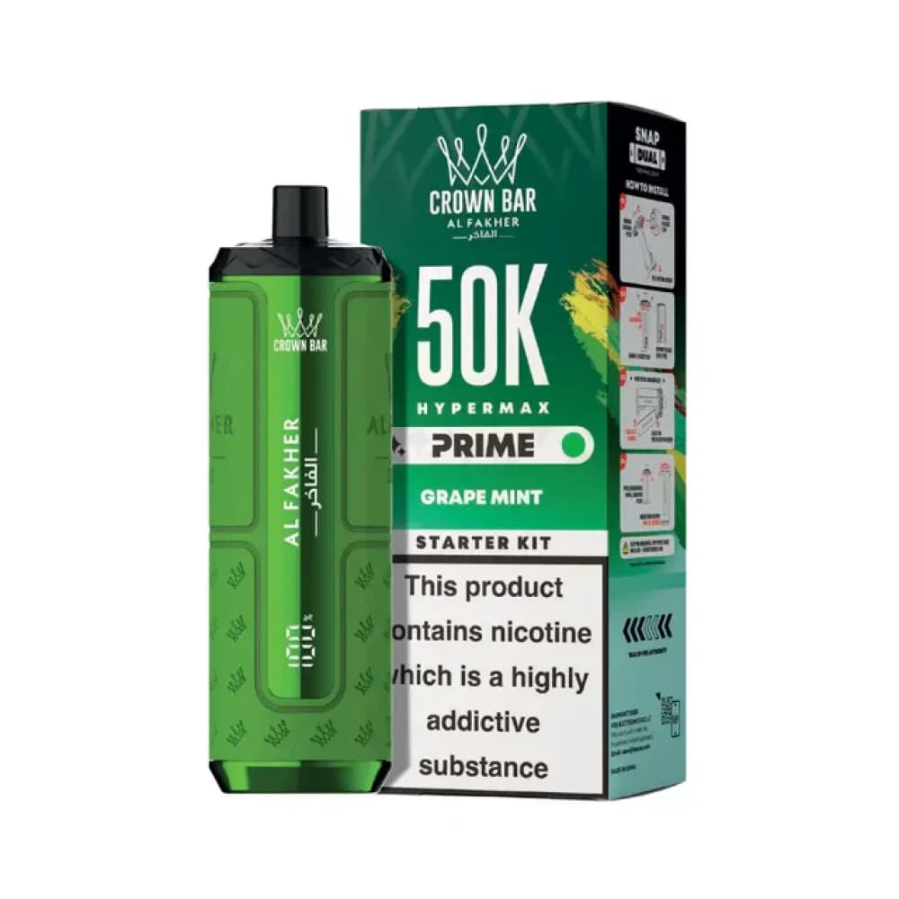  Grape Mint Al Fakher 50k Hypermax Prime Vape Kit Box of 5