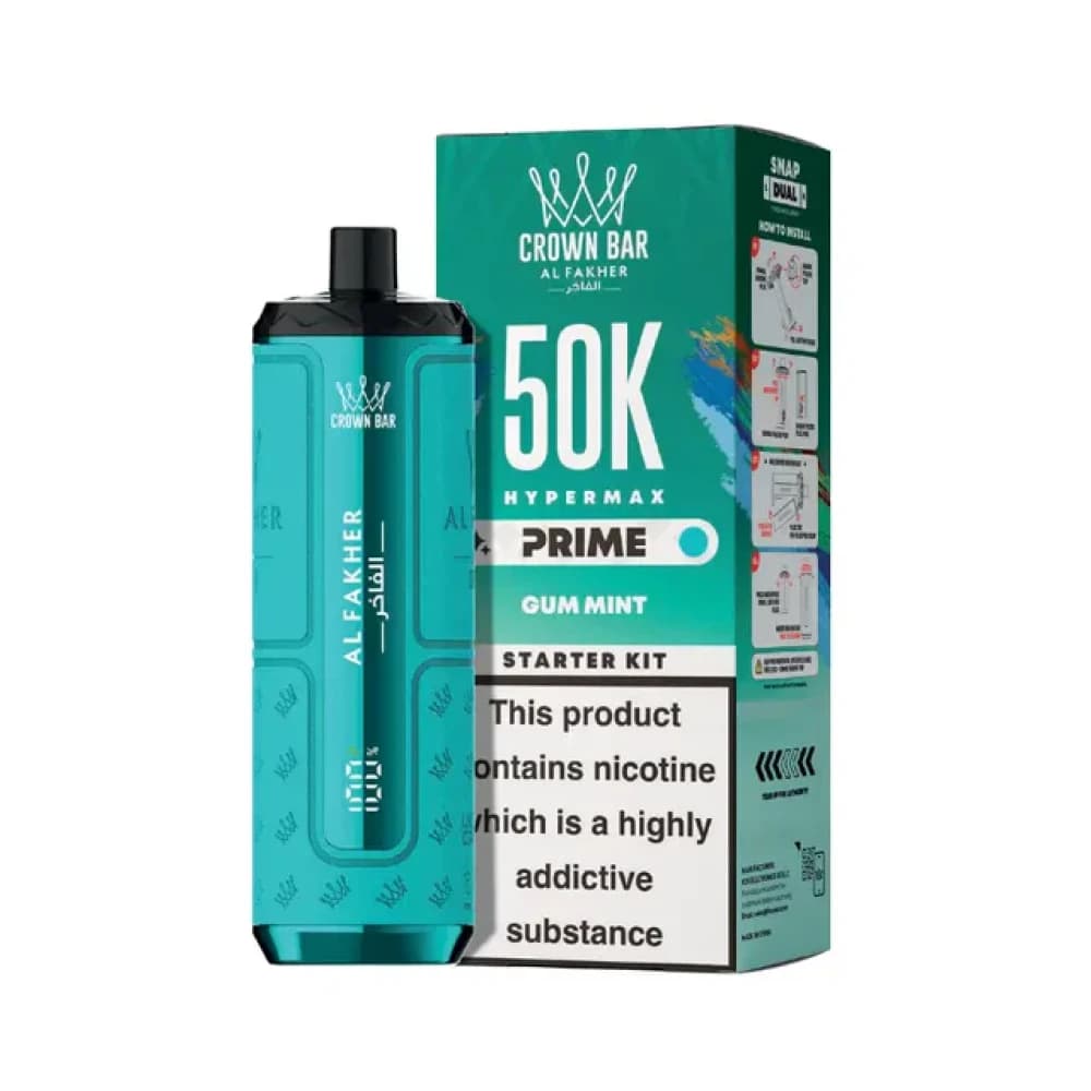  Gum Mint Al Fakher 50k Hypermax Prime Vape Kit Box of 5