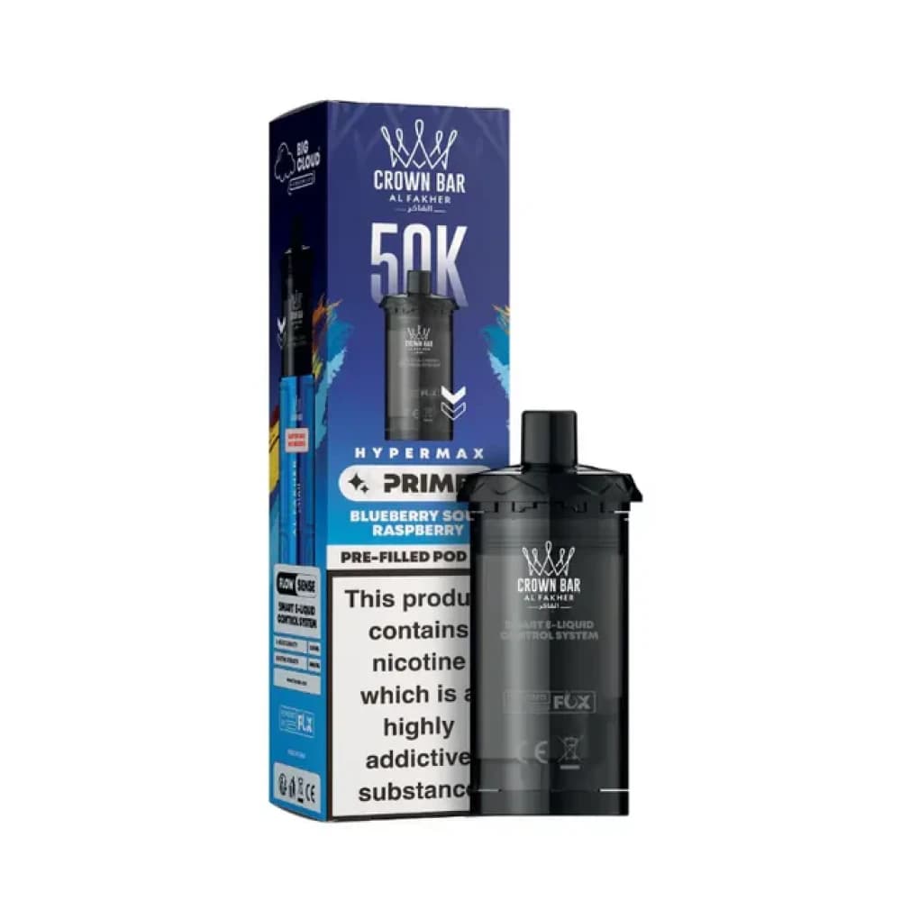  Blue Sour Raspberry Al Fakher 50k Hypermax Prime Pods Box of 5