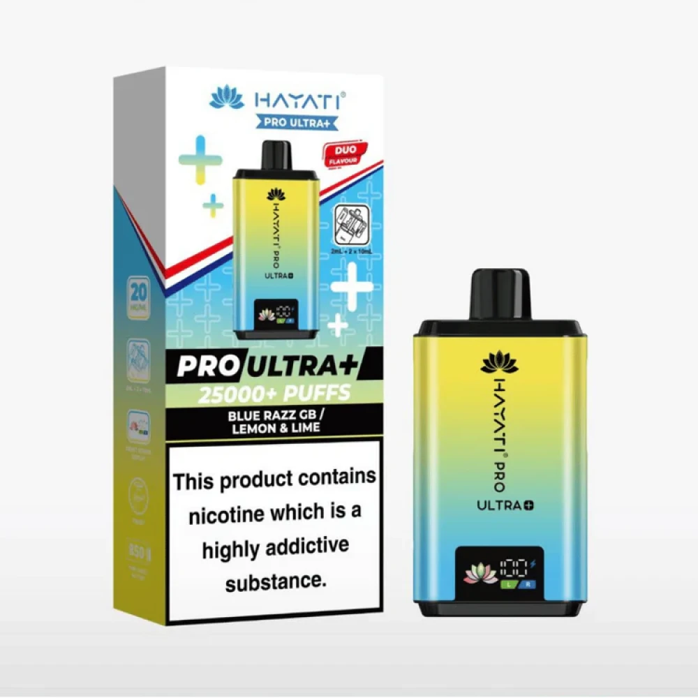  Blue Razz GB/Lemon Lime Hayati Pro Ultra Plus 25k Vape Kit Box of 5