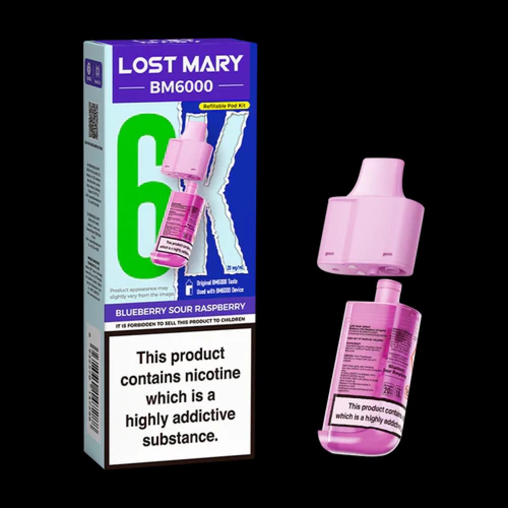  Blue Sour Raspberry Lost Mary Bm6000 Pods Pack of 5