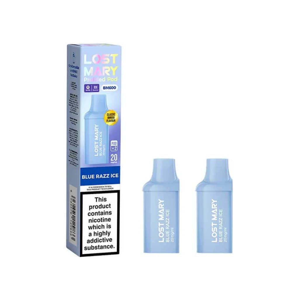  Blue Razz Ice Lost Mary Bm600 Prefilled Pods Box of 10