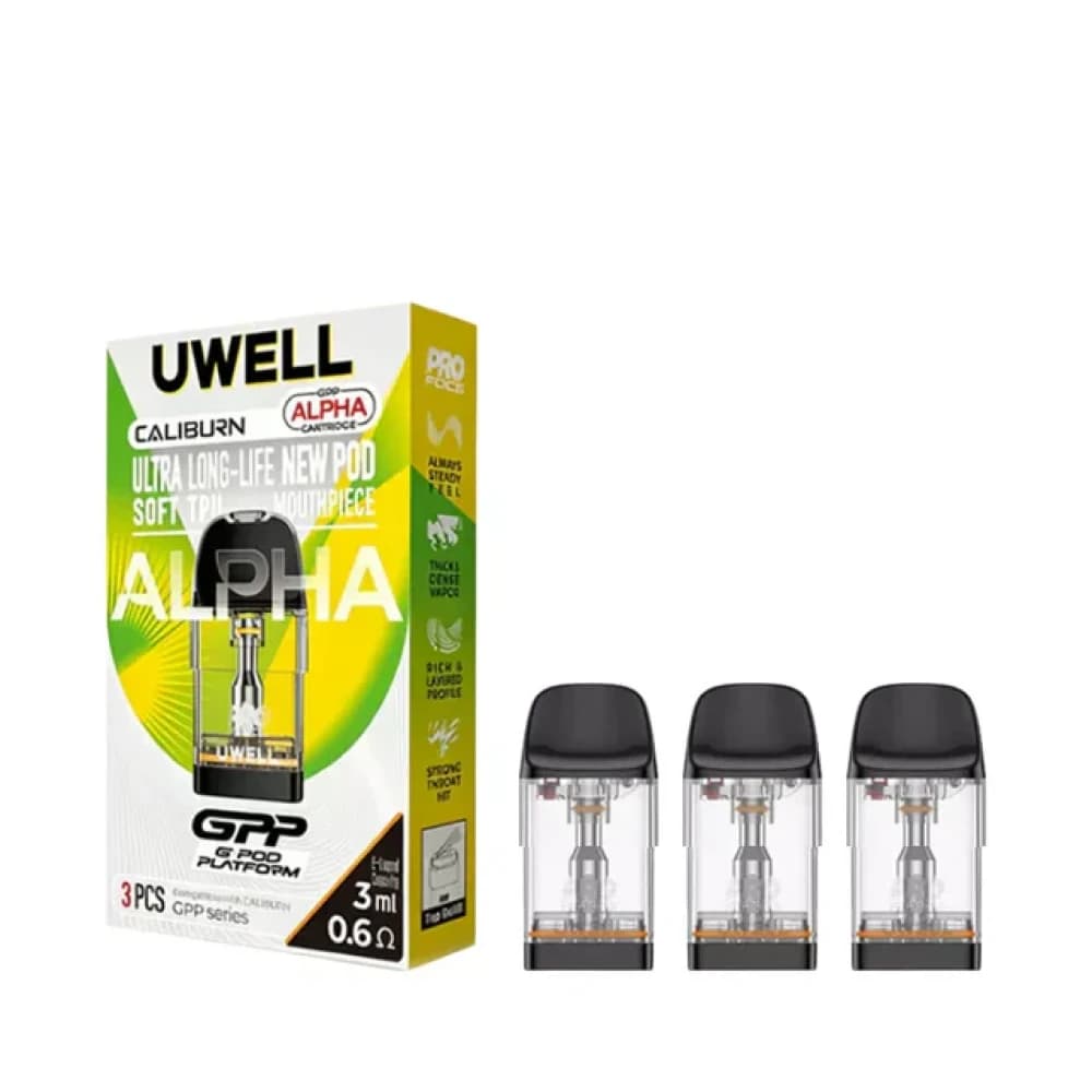  0.6ohm XL Alpha Uwell Caliburn GPP ALPHA Pods -3PK