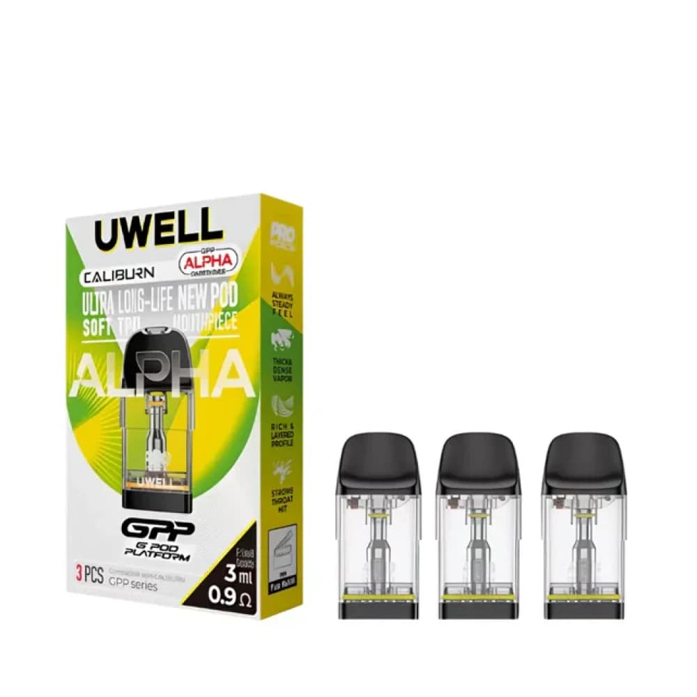  0.9ohm XL Alpha Uwell Caliburn GPP ALPHA Pods -3PK