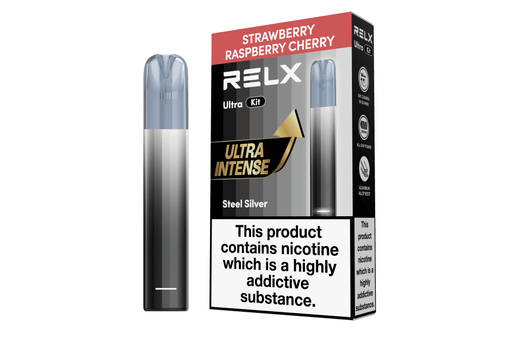  Strawberry Raspberry Cherry Relx Ultra Prefilled Pod Vape Kit Box of 5