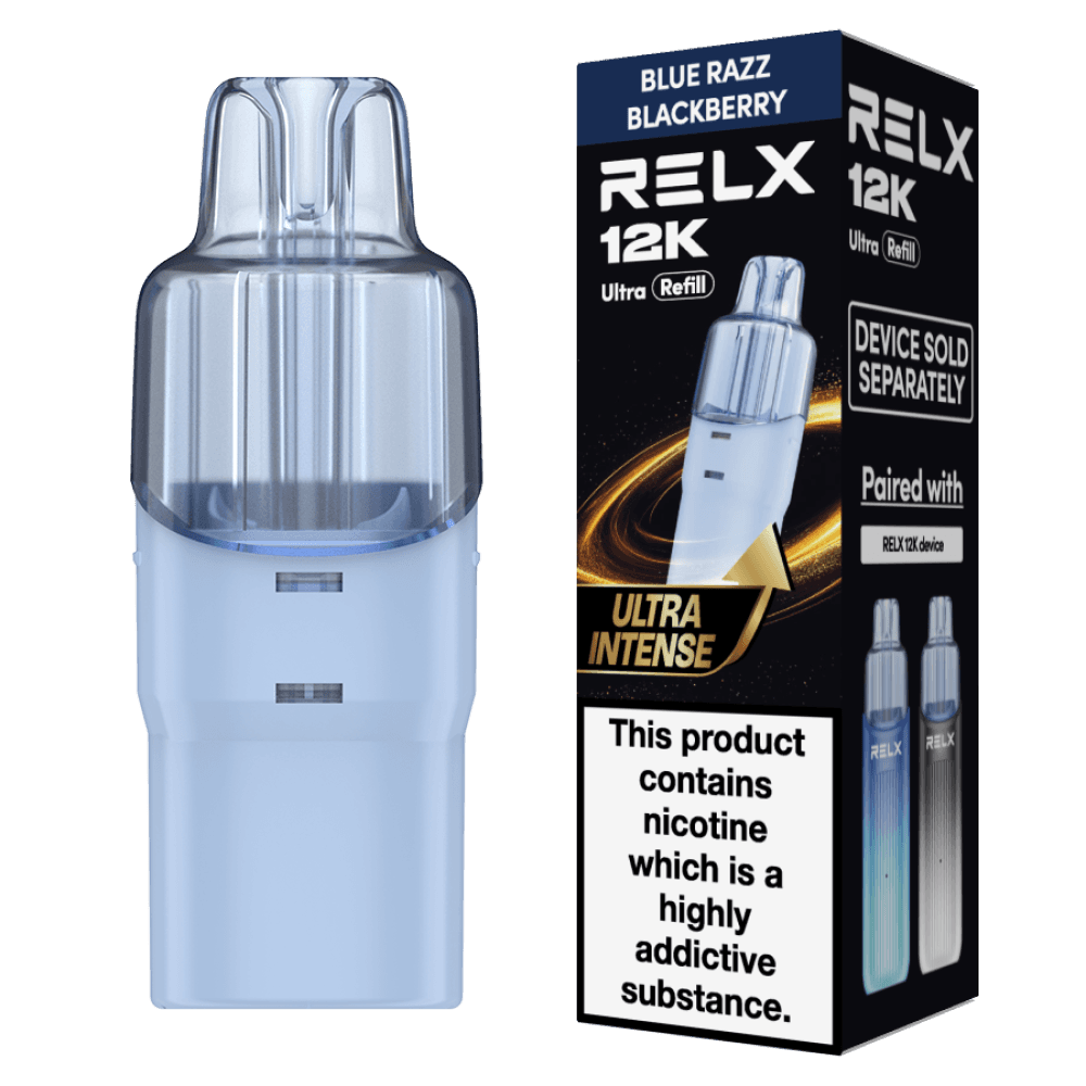  Blue Razz Blackberry Relx 12k Ultra Refill Pods Box of 5