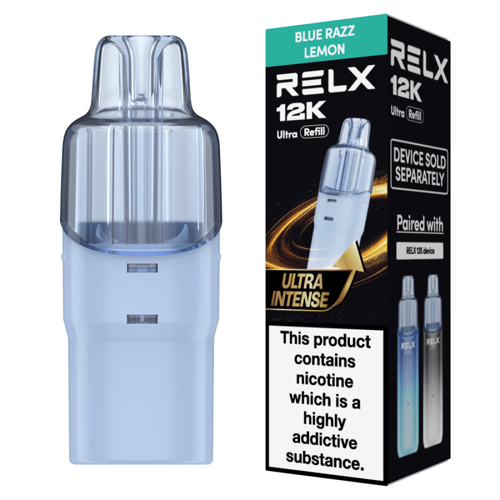  Blue Razz Lemon Relx 12k Ultra Refill Pods Box of 5