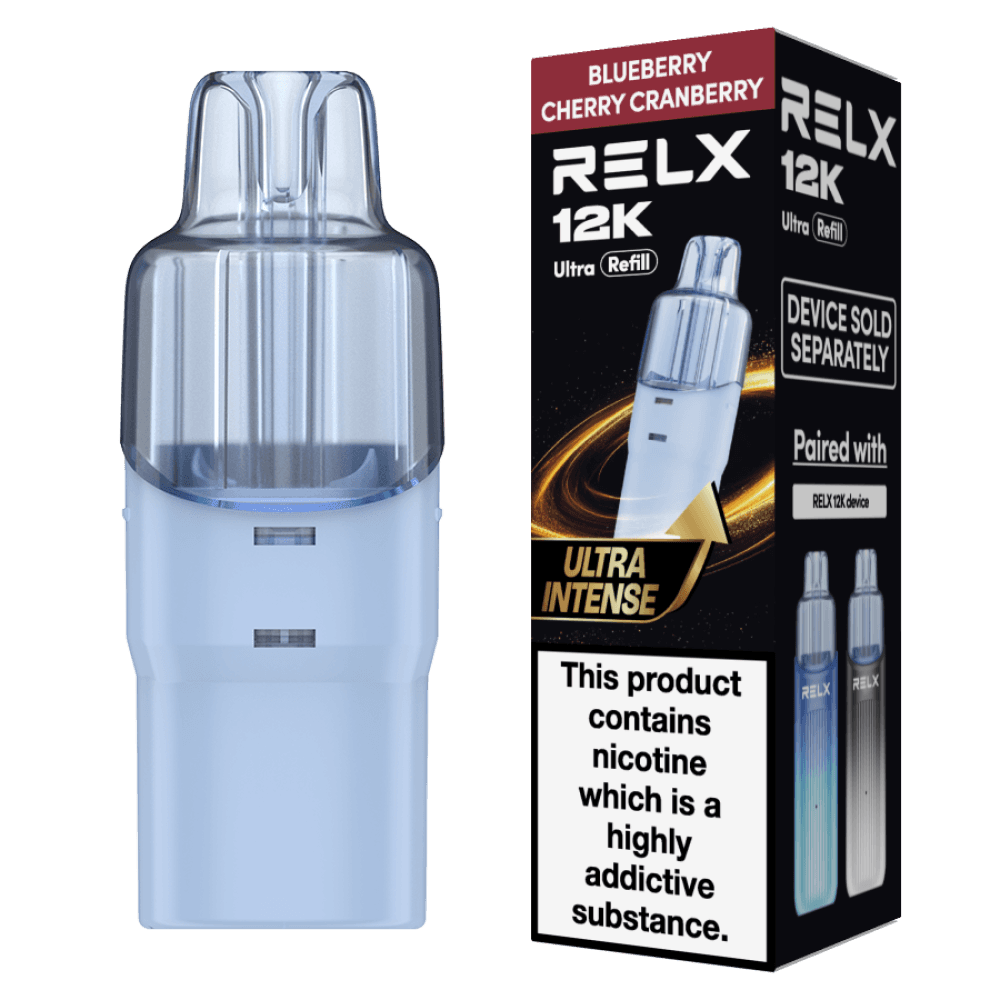  Blueberry Cherry Cranberry Relx 12k Ultra Refill Pods Box of 5