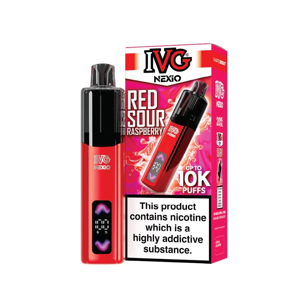 Red Sour Raspberry IVG Nexio 10k Vape Kit Box of 5