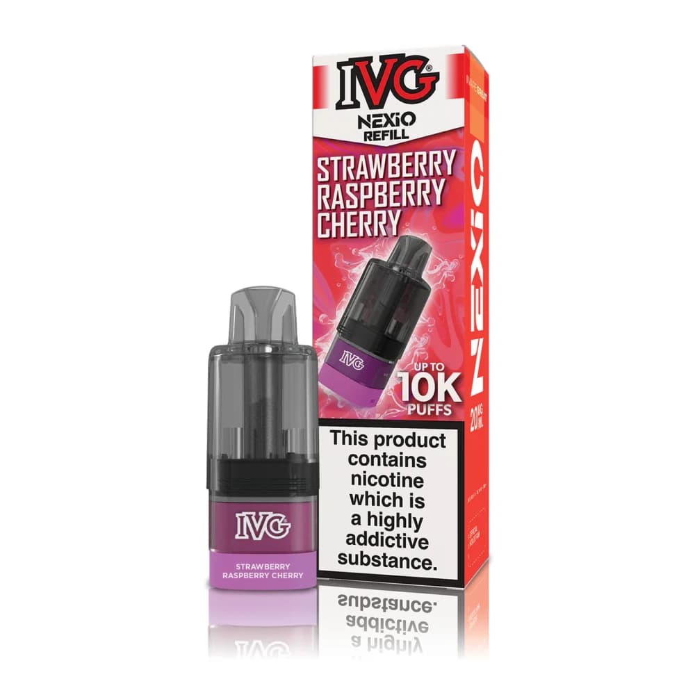  Strawberry Raspberry Cherry IVG Nexio 10k Prefilled Pods Box of 5