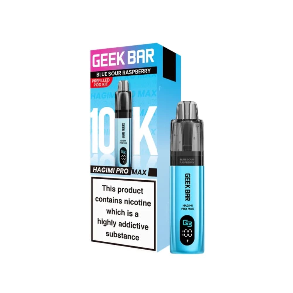  Blue Sour Raspberry Geek Bar Hagimi Pro Max 10K Prefilled Pod Kit Box of 5