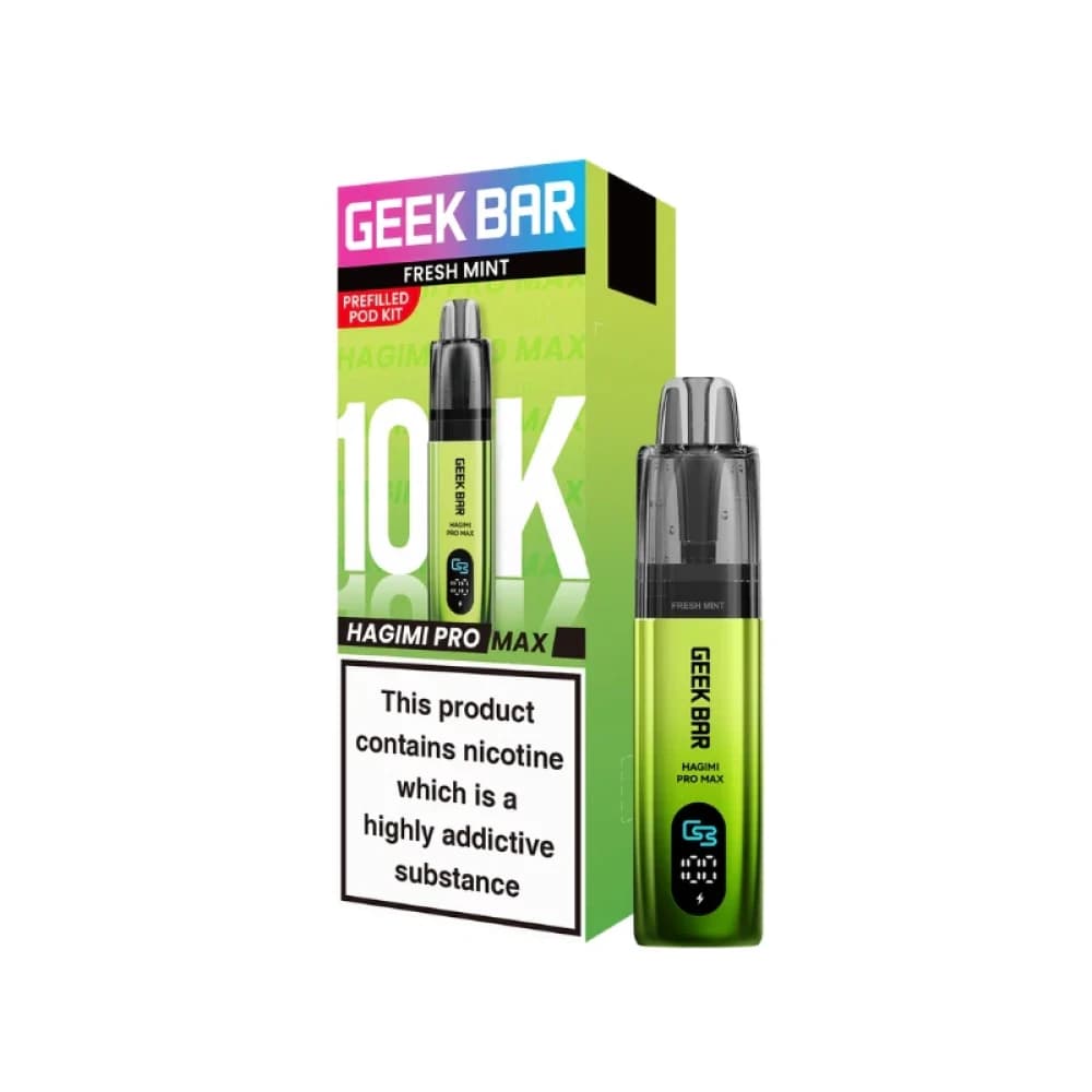  Fresh Mint Geek Bar Hagimi Pro Max 10K Prefilled Pod Kit Box of 5