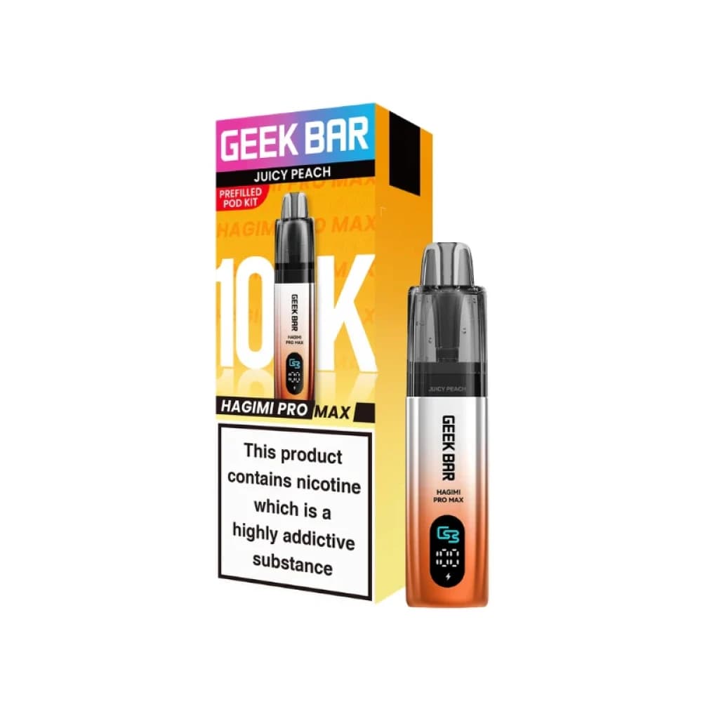  Juicy Peach Geek Bar Hagimi Pro Max 10K Prefilled Pod Kit Box of 5