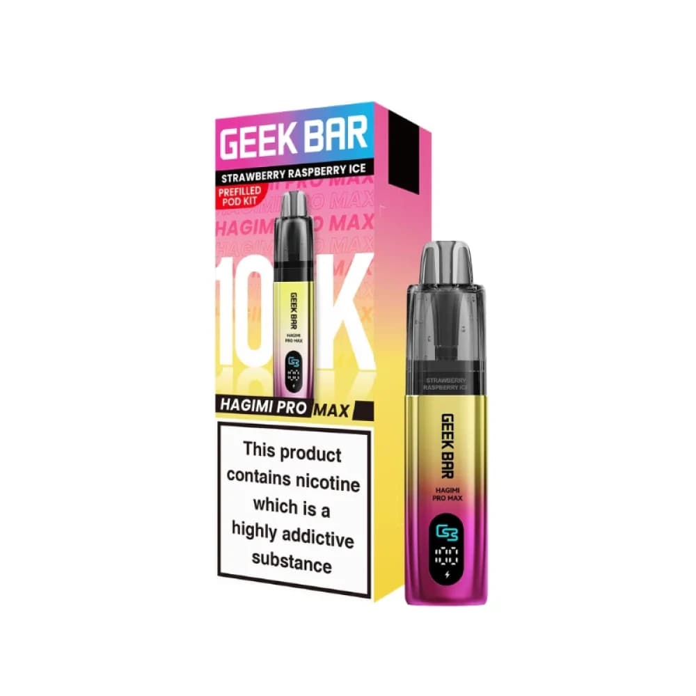  Strawberry Raspberry Ice Geek Bar Hagimi Pro Max 10K Prefilled Pod Kit Box of 5
