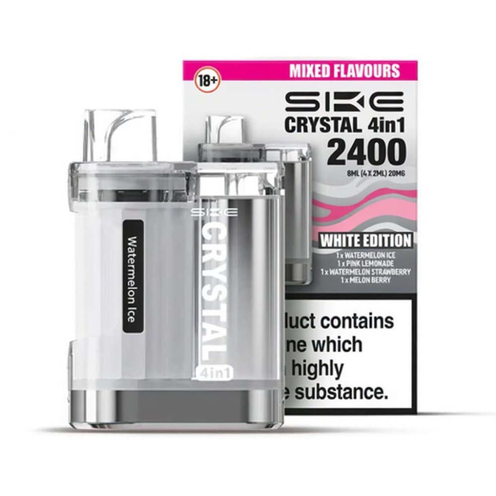  White Edition SKE Crystal 4 in 1 2400 Prefilled Pod Kit