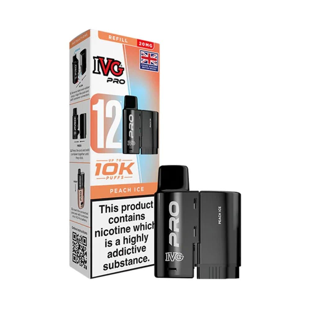  Peach Ice 20mg IVG Pro 12 Prefilled Pod & Refill Container