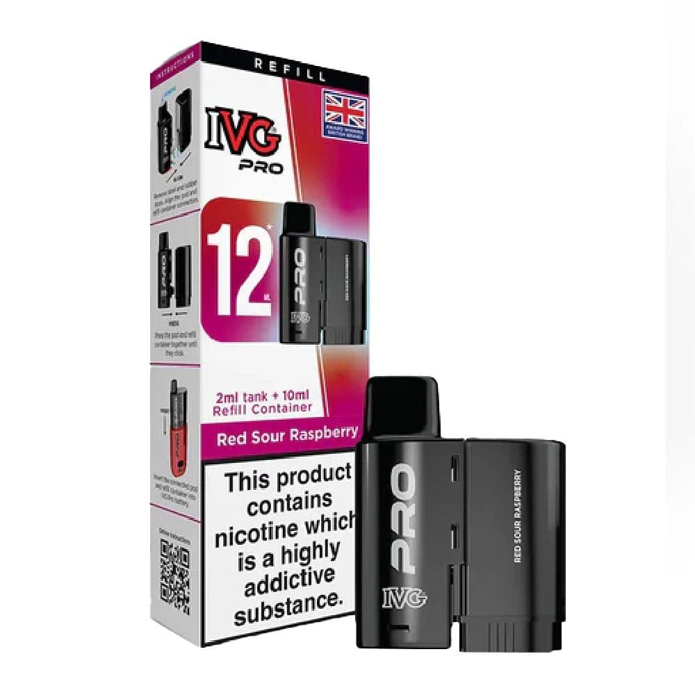  Red Sour Raspberry 0mg IVG Pro 12 Prefilled Pod & Refill Container