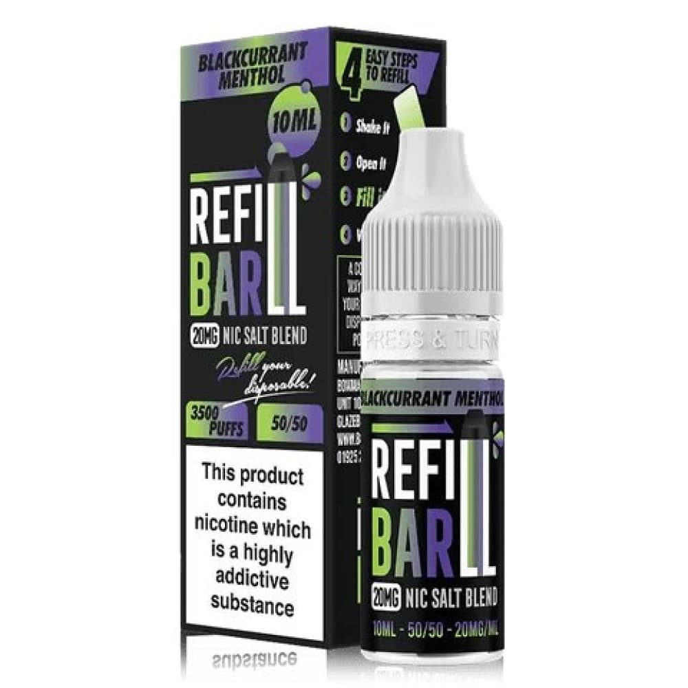  Blackcurrant Menthol / 10mg Refill Bar 10ml Nic Salt E-Liquid Box of 10