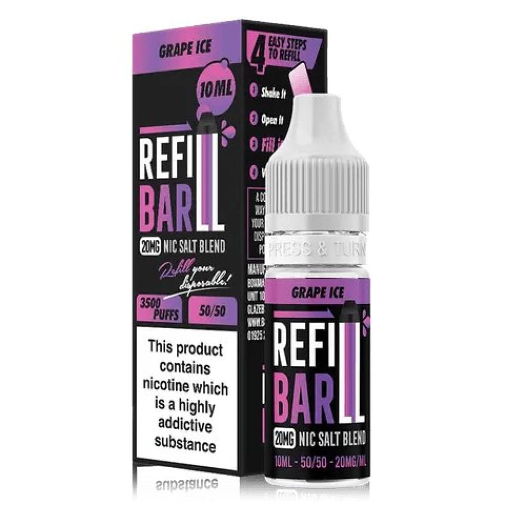  Grape Ice / 10mg Refill Bar 10ml Nic Salt E-Liquid Box of 10