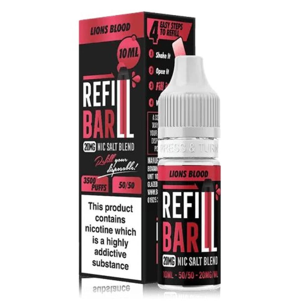  Lions Blood / 10mg Refill Bar 10ml Nic Salt E-Liquid Box of 10