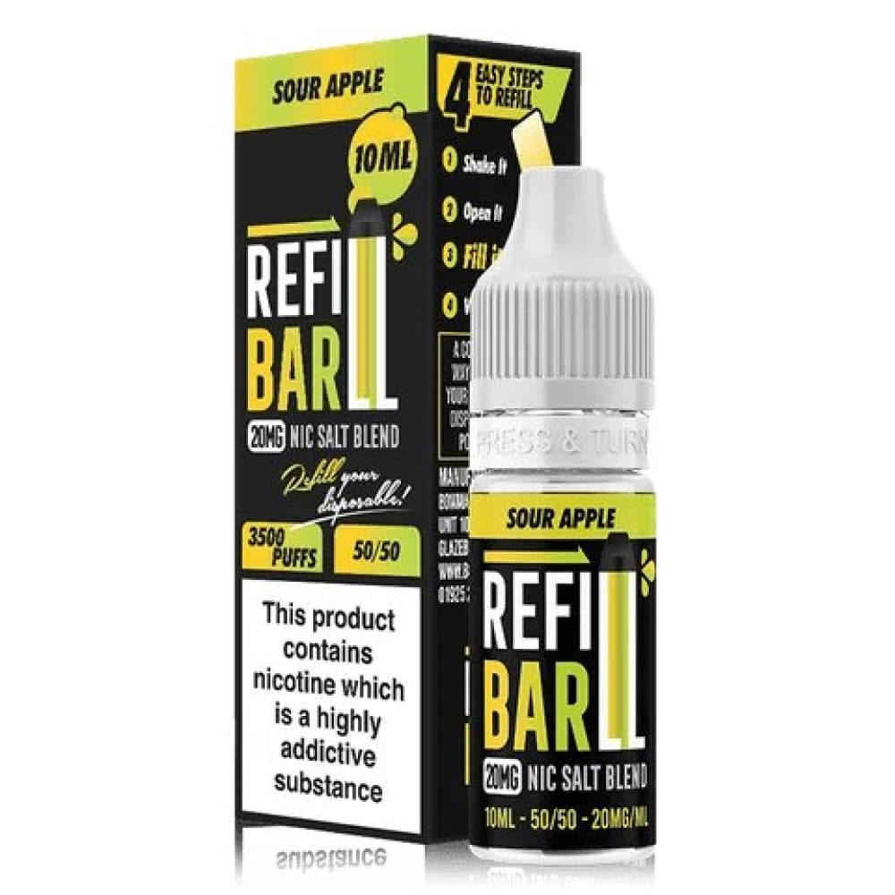  Sour Apple / 10mg Refill Bar 10ml Nic Salt E-Liquid Box of 10