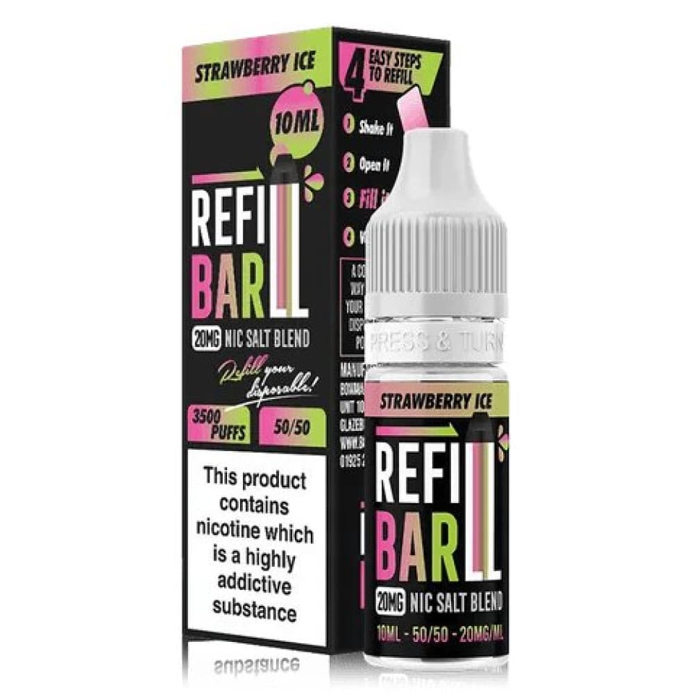 Strawberry Ice / 10mg Refill Bar 10ml Nic Salt E-Liquid Box of 10