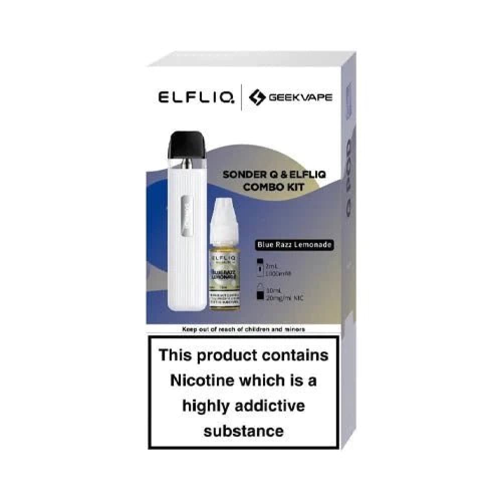  White - Blue Razz Lemonade Geekvape Sonder Q Pod Kit and Elfliq Salt Combo Deal