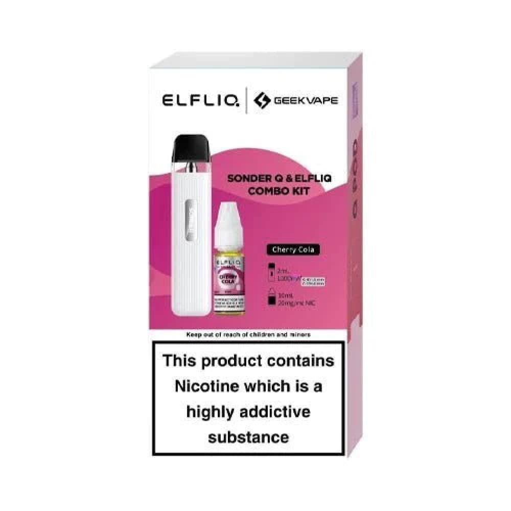 White - Cherry Cola Geekvape Sonder Q Pod Kit and Elfliq Salt Combo Deal
