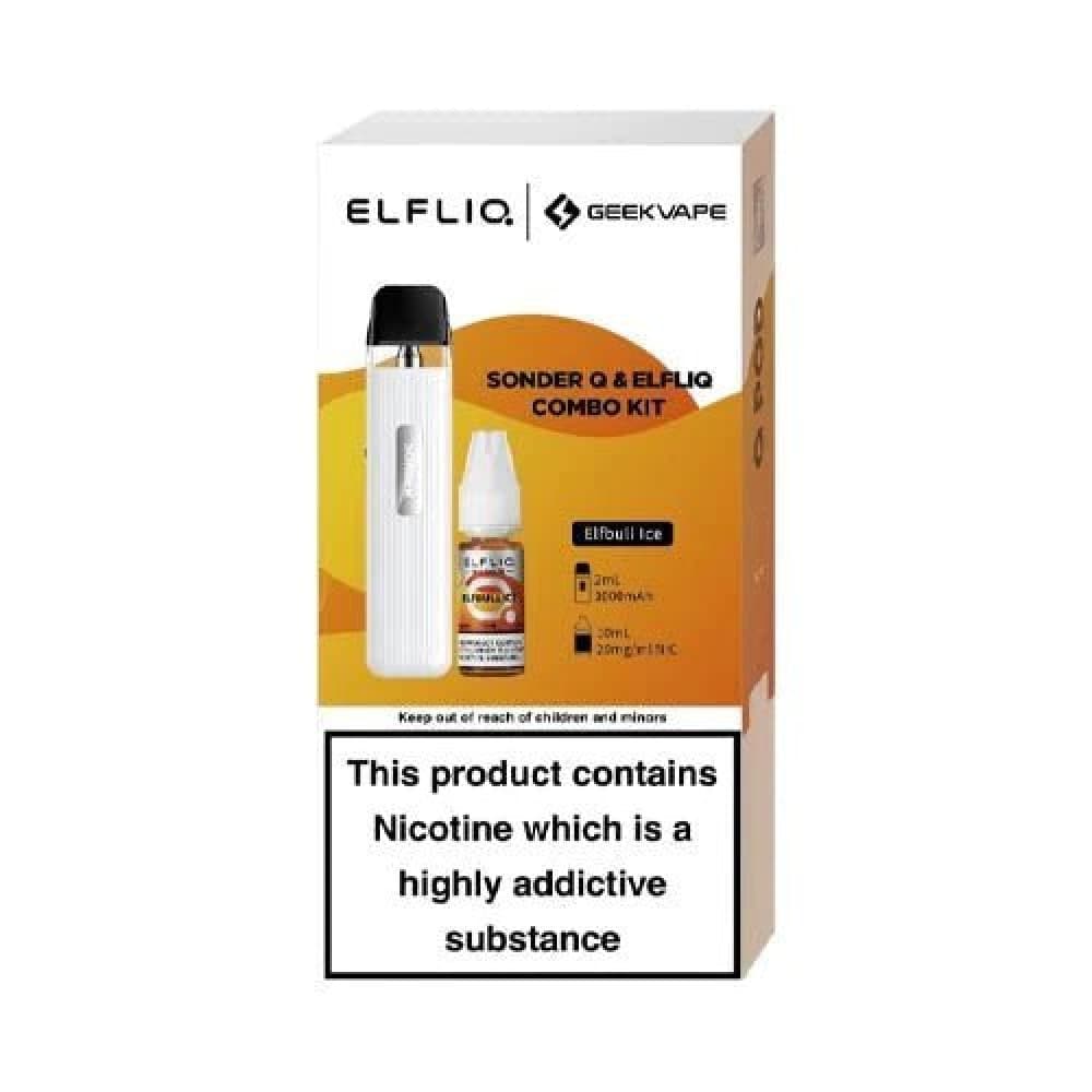  White - Elfbull Ice Geekvape Sonder Q Pod Kit and Elfliq Salt Combo Deal