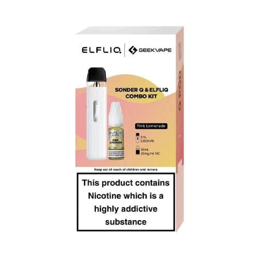  White - Pink Lemonade Geekvape Sonder Q Pod Kit and Elfliq Salt Combo Deal