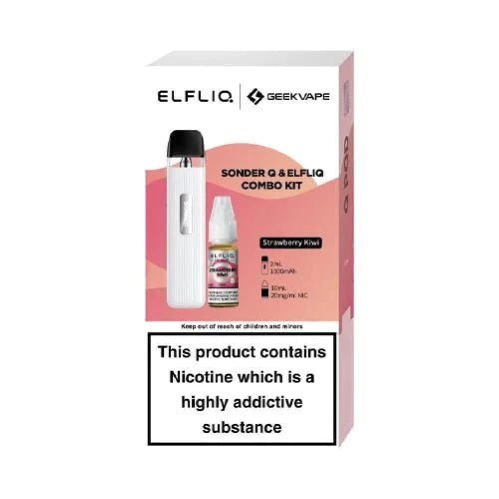  White - Strawberry Kiwi Geekvape Sonder Q Pod Kit and Elfliq Salt Combo Deal