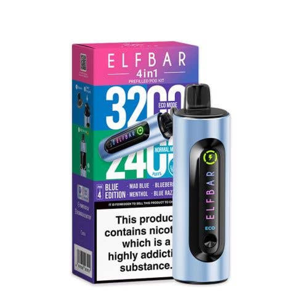  Blue Edition Elf Bar 4-in-1 3200 Prefilled Pod Kit
