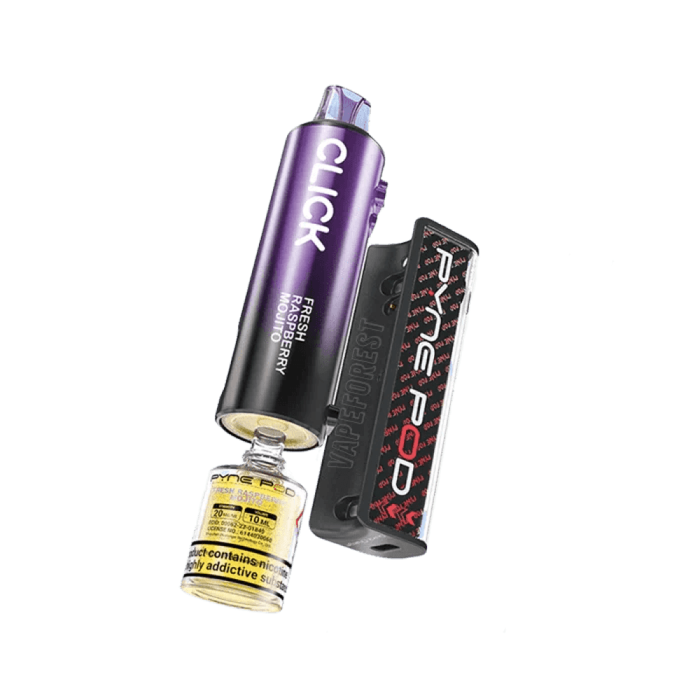  Fresh Raspberry Mojito Pyne Pod Click 10K Prefilled Vape Kit Box of 5