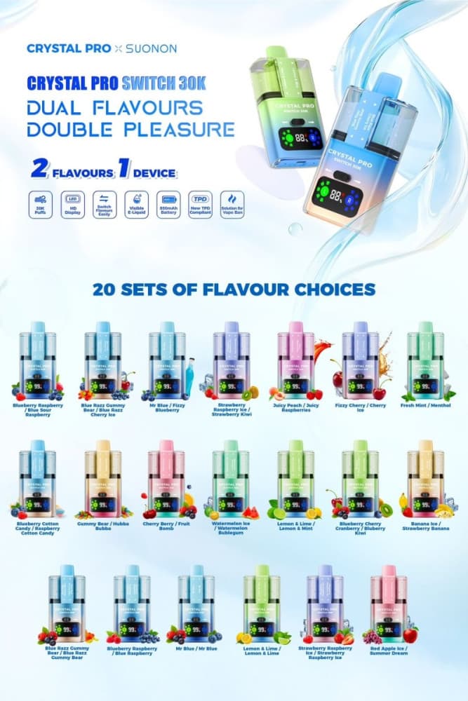  Banana Ice/Strawberry Banana Crystal Pro Switch 30k Prefilled Vape Kit Box of 5