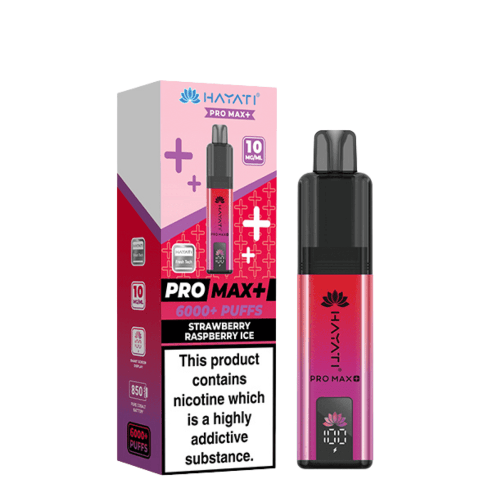  10mg / Strawberry Raspberry Ice Hayati Pro Max+ 6K Puffs Pod Kit