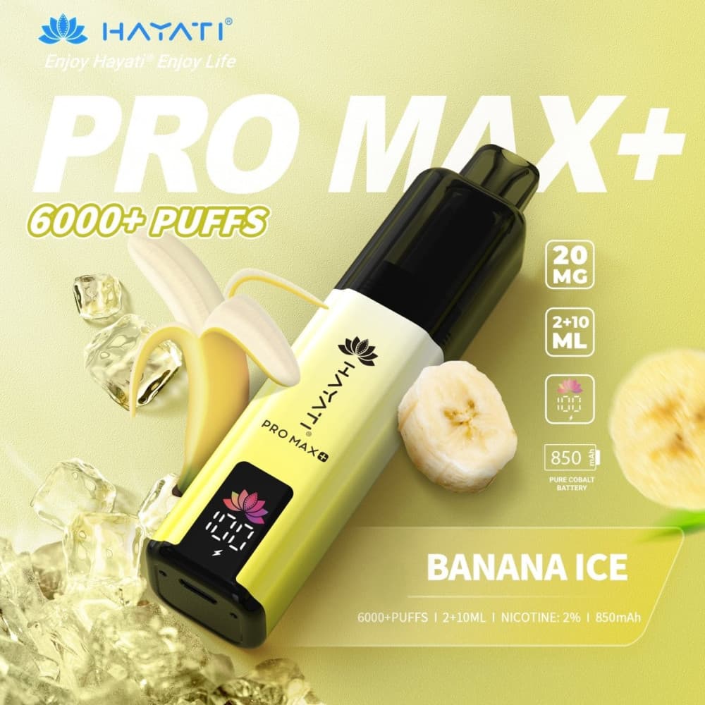  20mg / Banana Ice Hayati Pro Max+ 6K Puffs Pod Kit