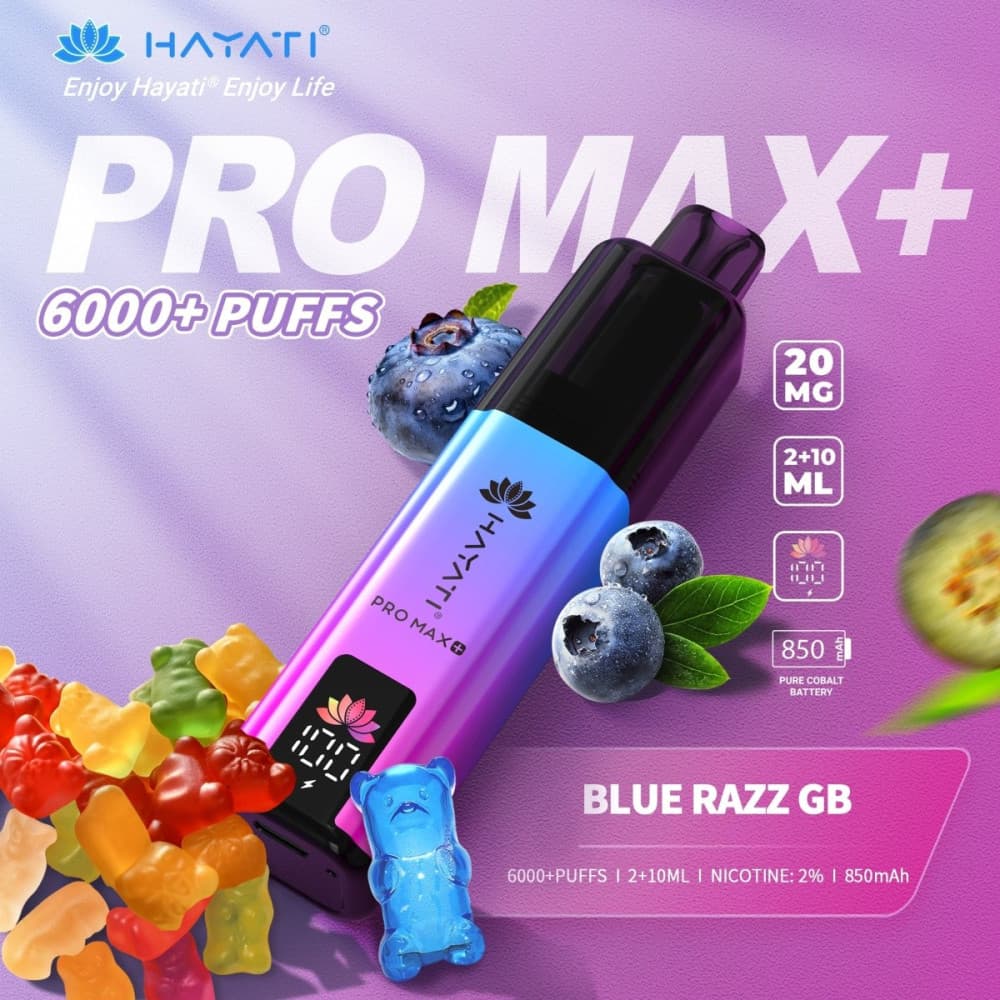  20mg / Blue Razz GB Hayati Pro Max+ 6K Puffs Pod Kit