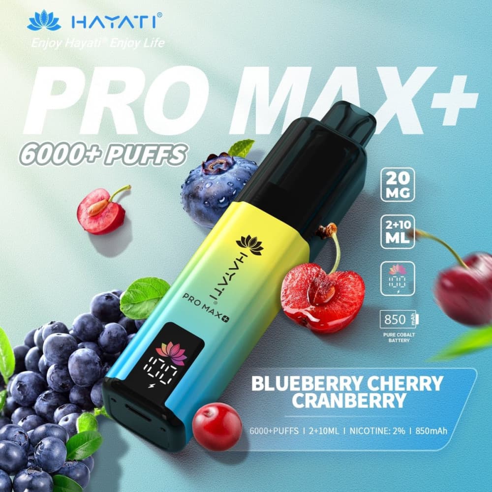  20mg / Blueberry Cherry Cranberry Hayati Pro Max+ 6K Puffs Pod Kit