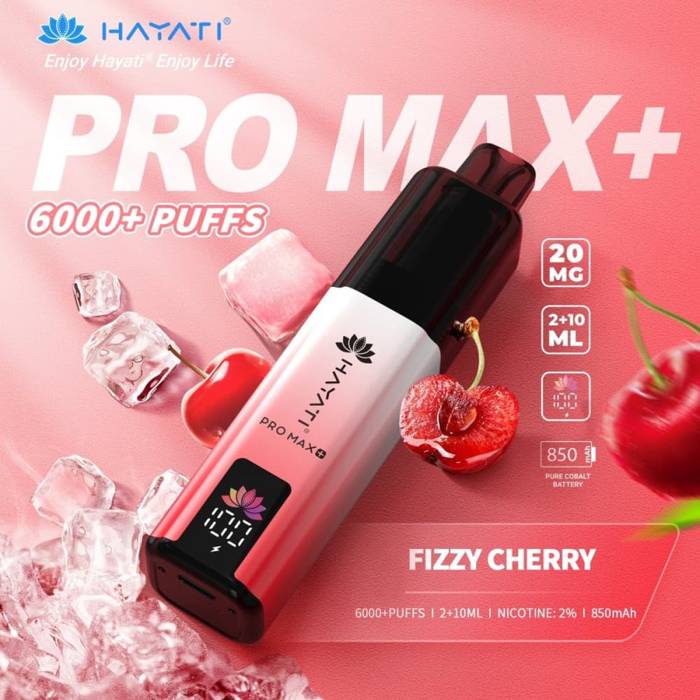  20mg / Fizzy Cherry Hayati Pro Max+ 6K Puffs Pod Kit