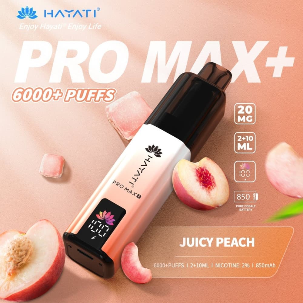  20mg / Juicy Peach Hayati Pro Max+ 6K Puffs Pod Kit