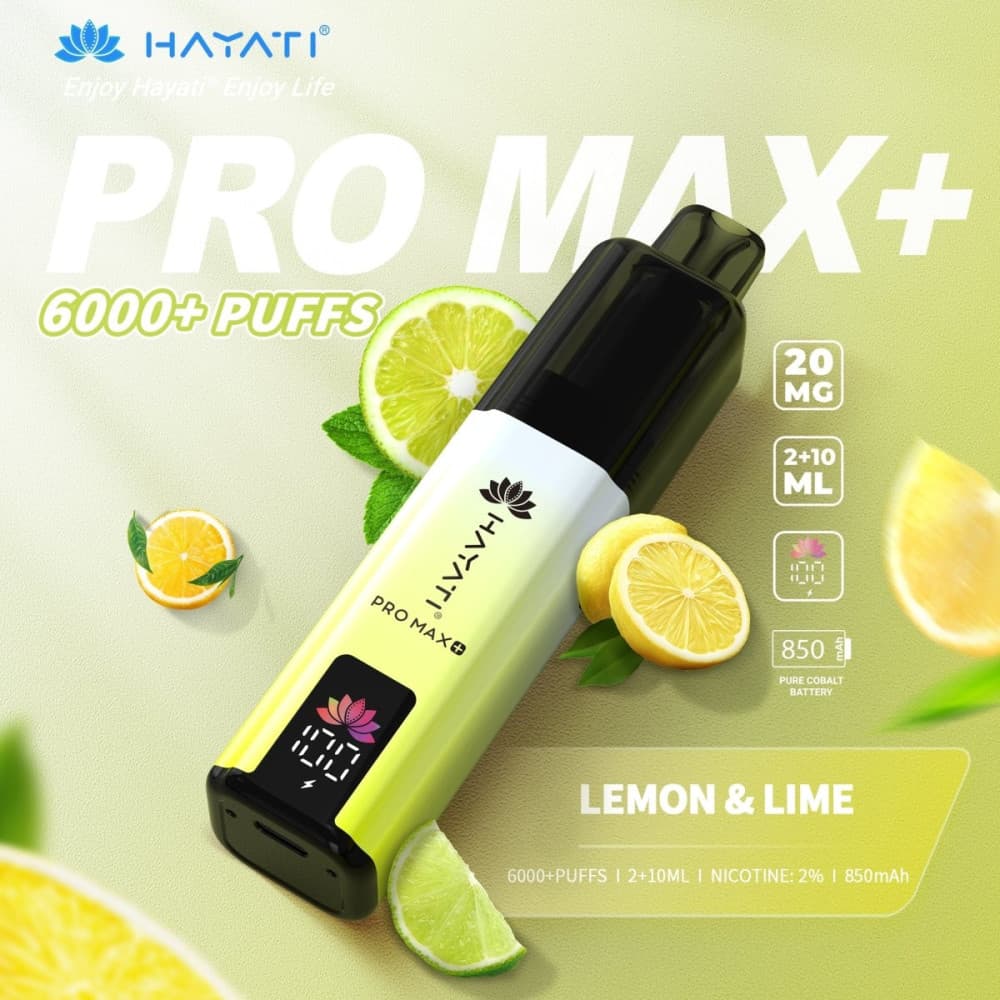  20mg / Lemon & Lime Hayati Pro Max+ 6K Puffs Pod Kit