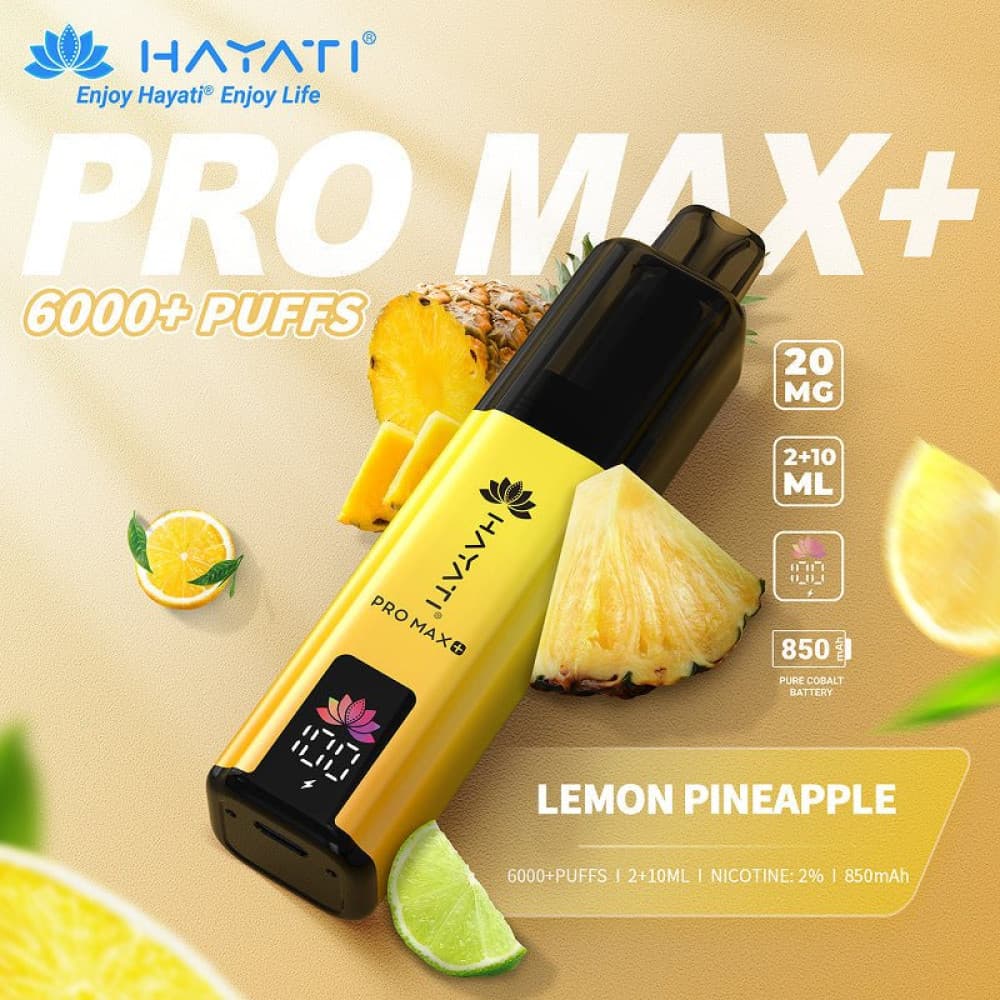  20mg / Lemon Pineapple Hayati Pro Max+ 6K Puffs Pod Kit