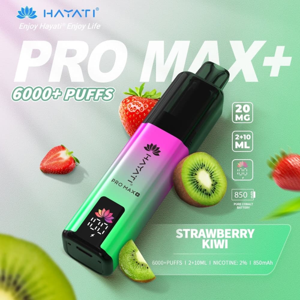  20mg / Strawberry Kiwi Hayati Pro Max+ 6K Puffs Pod Kit