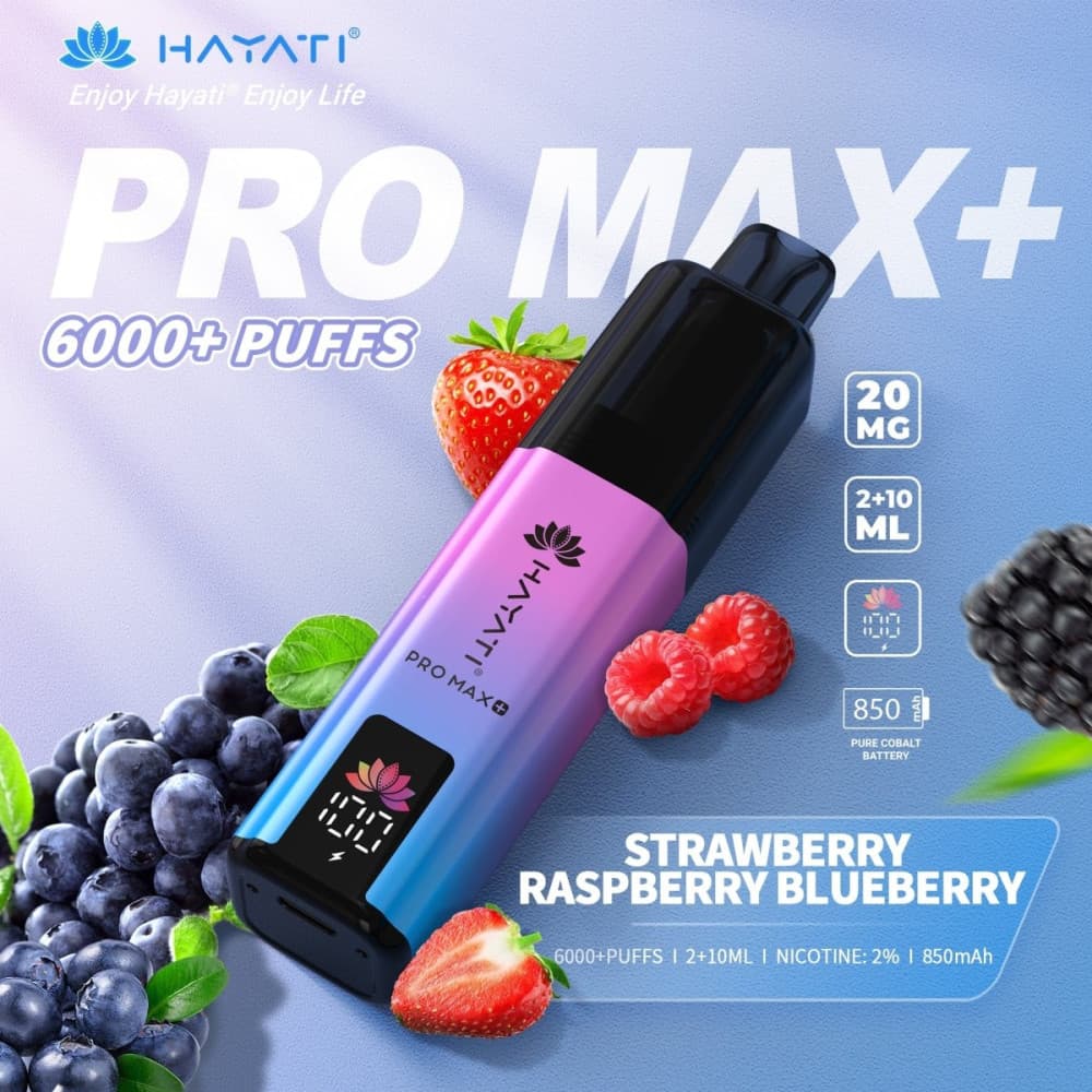  20mg / Strawberry Raspberry Blueberry Hayati Pro Max+ 6K Puffs Pod Kit