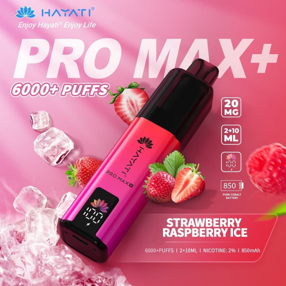  20mg / Strawberry Raspberry Ice Hayati Pro Max+ 6K Puffs Pod Kit